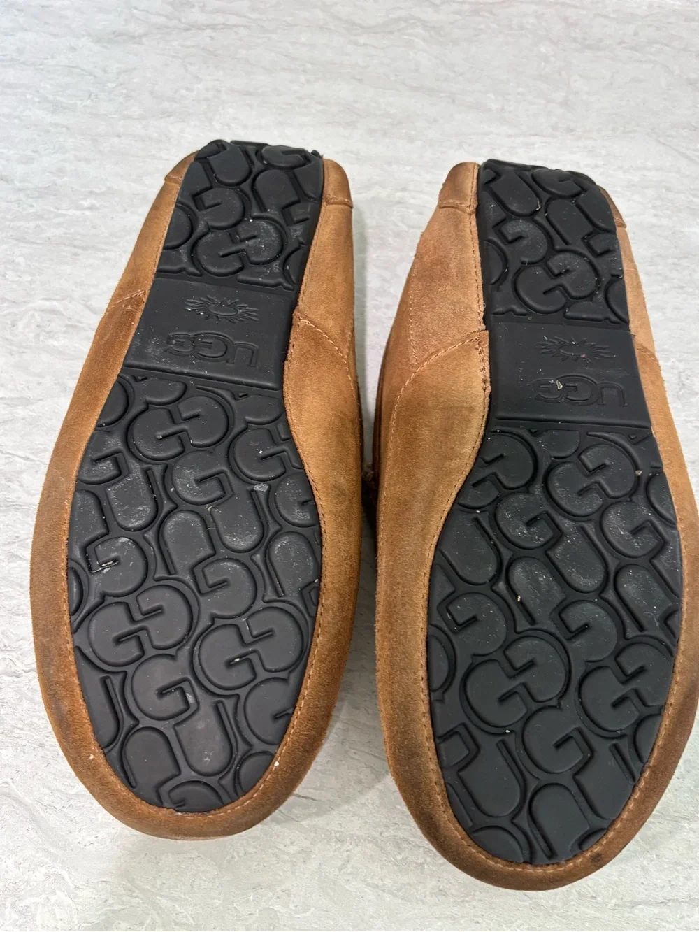 UGG Men's Chestnut Brown Suede Shearling-Lined Slip-Ons